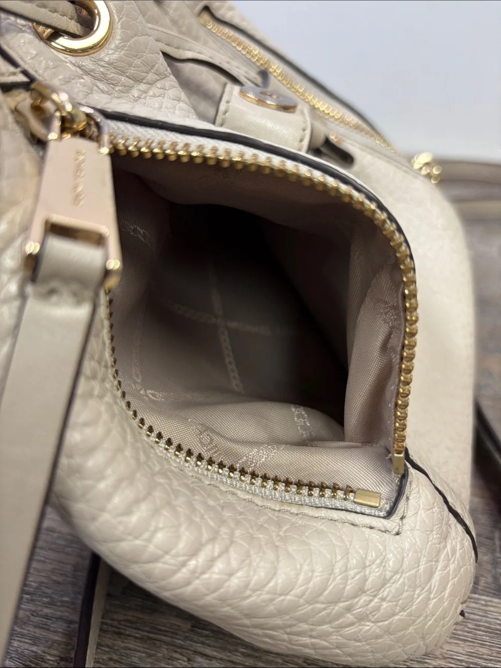 Michael Kors Viv Extra Small Pebbled Leather Backpack Crossbody Cream